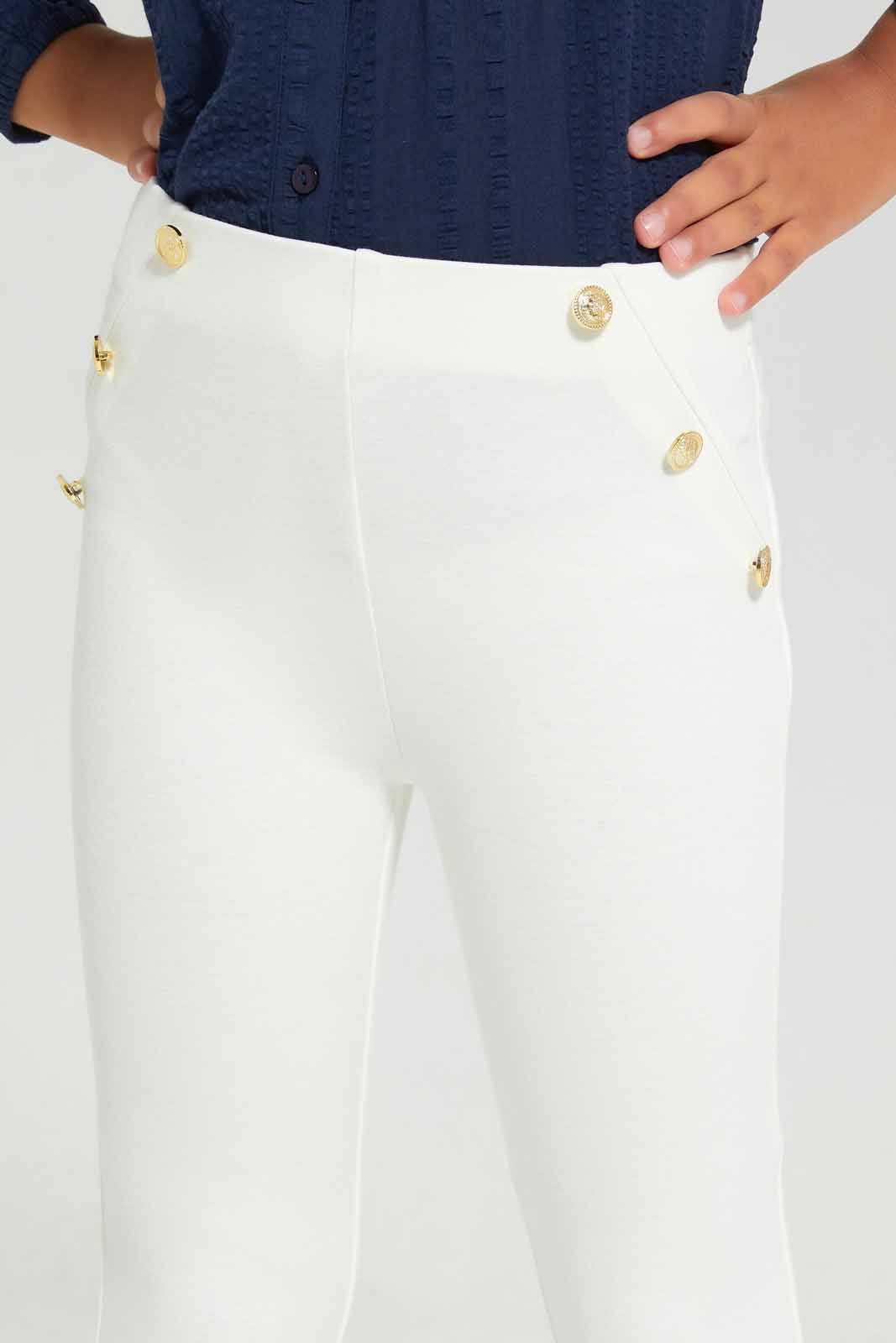 Redtag-White-Ponti-Legging-Category:Leggings,-Colour:Cream,-Deals:New-In,-Filter:Girls-(2-to-8-Yrs),-GIR-Leggings,-New-In-GIR-APL,-Non-Sale,-Section:Girls-(0-to-14Yrs),-VLM,-W22B-Girls-2 to 8 Years