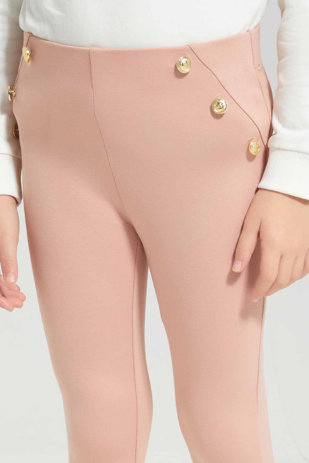 Redtag-Dusty-Pink-Ponti-Legging-Category:Leggings,-Colour:Apricot,-Deals:New-In,-Filter:Girls-(2-to-8-Yrs),-GIR-Leggings,-New-In-GIR-APL,-Non-Sale,-Section:Girls-(0-to-14Yrs),-VLM,-W22B-Girls-2 to 8 Years