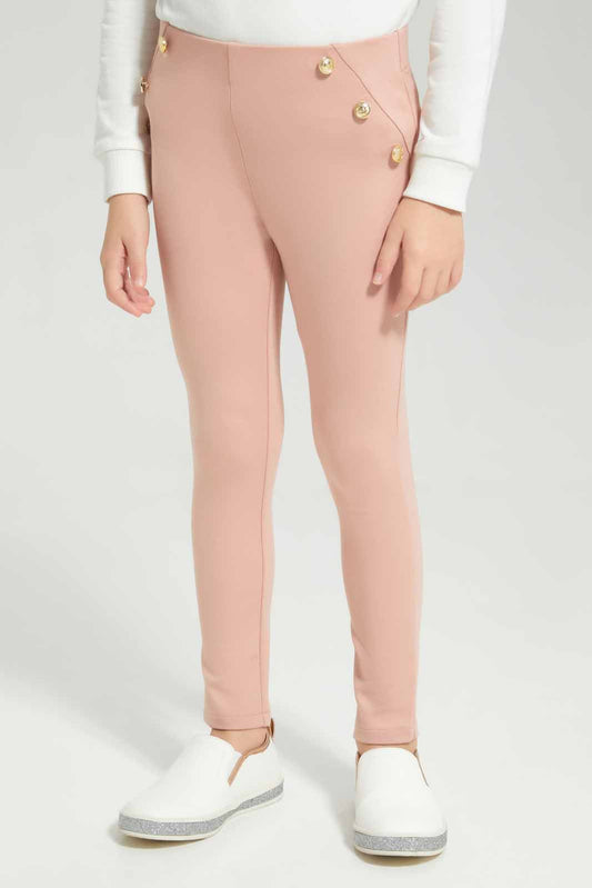 Redtag-Dusty-Pink-Ponti-Legging-Category:Leggings,-Colour:Apricot,-Deals:New-In,-Filter:Girls-(2-to-8-Yrs),-GIR-Leggings,-New-In-GIR-APL,-Non-Sale,-Section:Girls-(0-to-14Yrs),-VLM,-W22B-Girls-2 to 8 Years