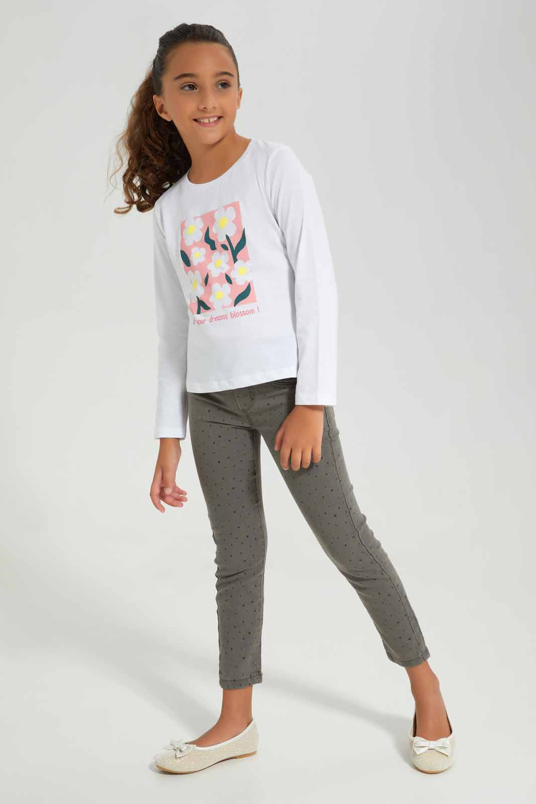 Redtag-White-Ls-Basic-Tee-Princess---White-BTS,-Category:T-Shirts,-Colour:White,-Deals:New-In,-Filter:Girls-(2-to-8-Yrs),-GIR-T-Shirts,-New-In-GIR-APL,-Non-Sale,-Section:Girls-(0-to-14Yrs),-TBL,-W22B-Girls-2 to 8 Years