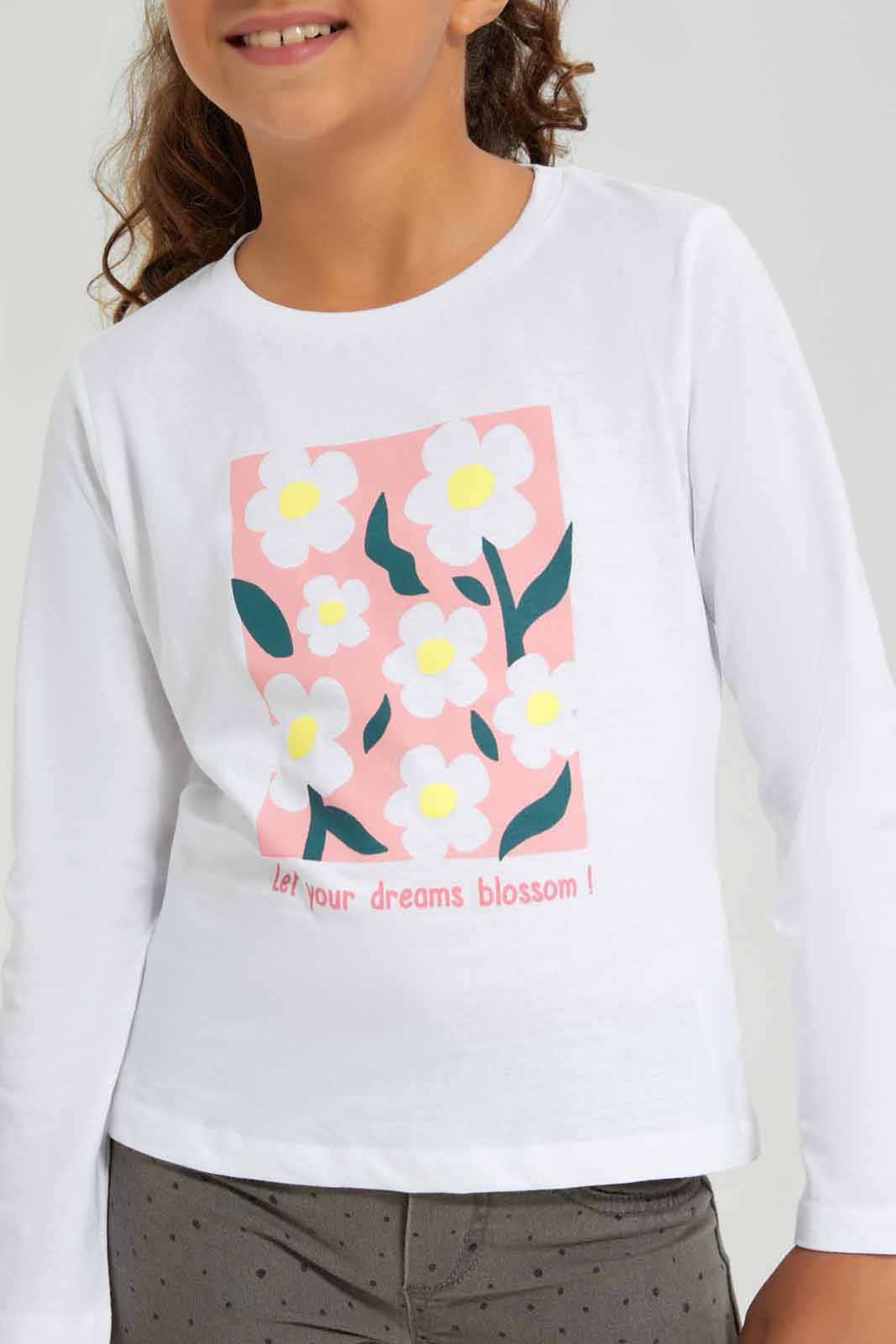 Redtag-White-Ls-Basic-Tee-Princess---White-BTS,-Category:T-Shirts,-Colour:White,-Deals:New-In,-Filter:Girls-(2-to-8-Yrs),-GIR-T-Shirts,-New-In-GIR-APL,-Non-Sale,-Section:Girls-(0-to-14Yrs),-TBL,-W22B-Girls-2 to 8 Years