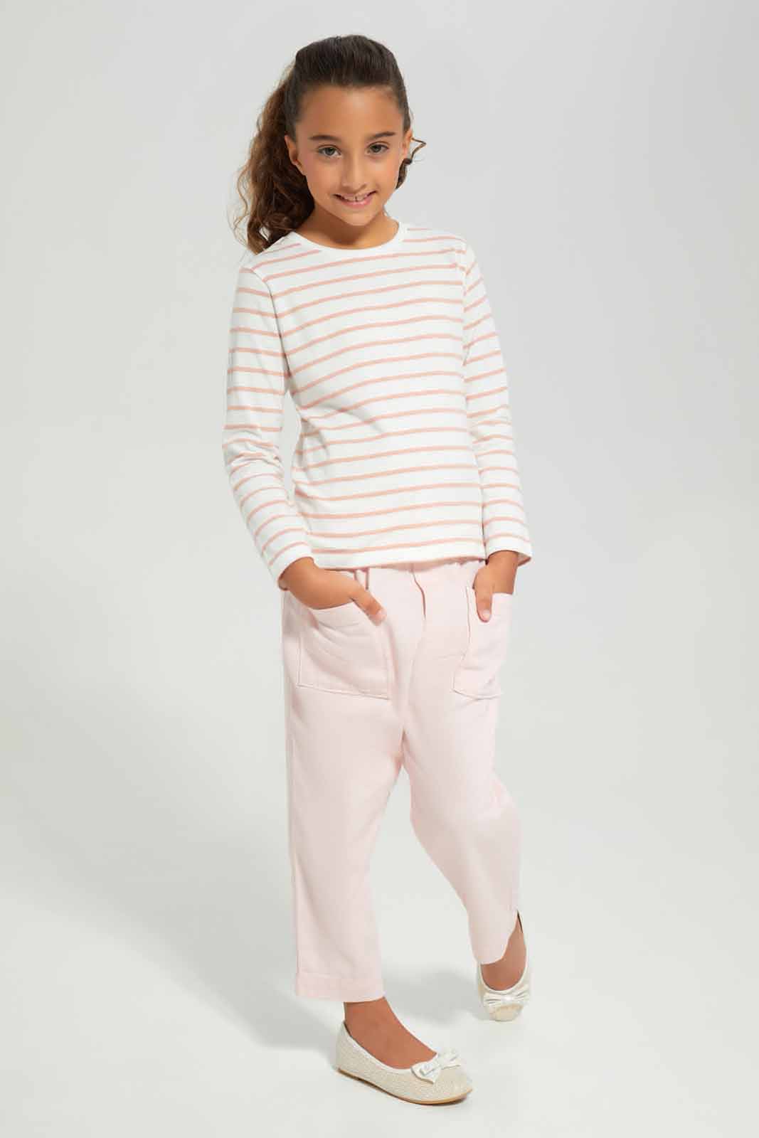 Redtag-White-Stripe-Ls-Basic-Tee---Stripe-Category:T-Shirts,-Colour:White,-Deals:New-In,-Filter:Girls-(2-to-8-Yrs),-GIR-T-Shirts,-New-In-GIR-APL,-Non-Sale,-Section:Girls-(0-to-14Yrs),-TBL,-W22B-Girls-2 to 8 Years