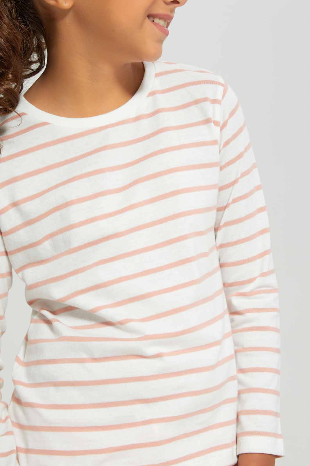 Redtag-White-Stripe-Ls-Basic-Tee---Stripe-Category:T-Shirts,-Colour:White,-Deals:New-In,-Filter:Girls-(2-to-8-Yrs),-GIR-T-Shirts,-New-In-GIR-APL,-Non-Sale,-Section:Girls-(0-to-14Yrs),-TBL,-W22B-Girls-2 to 8 Years