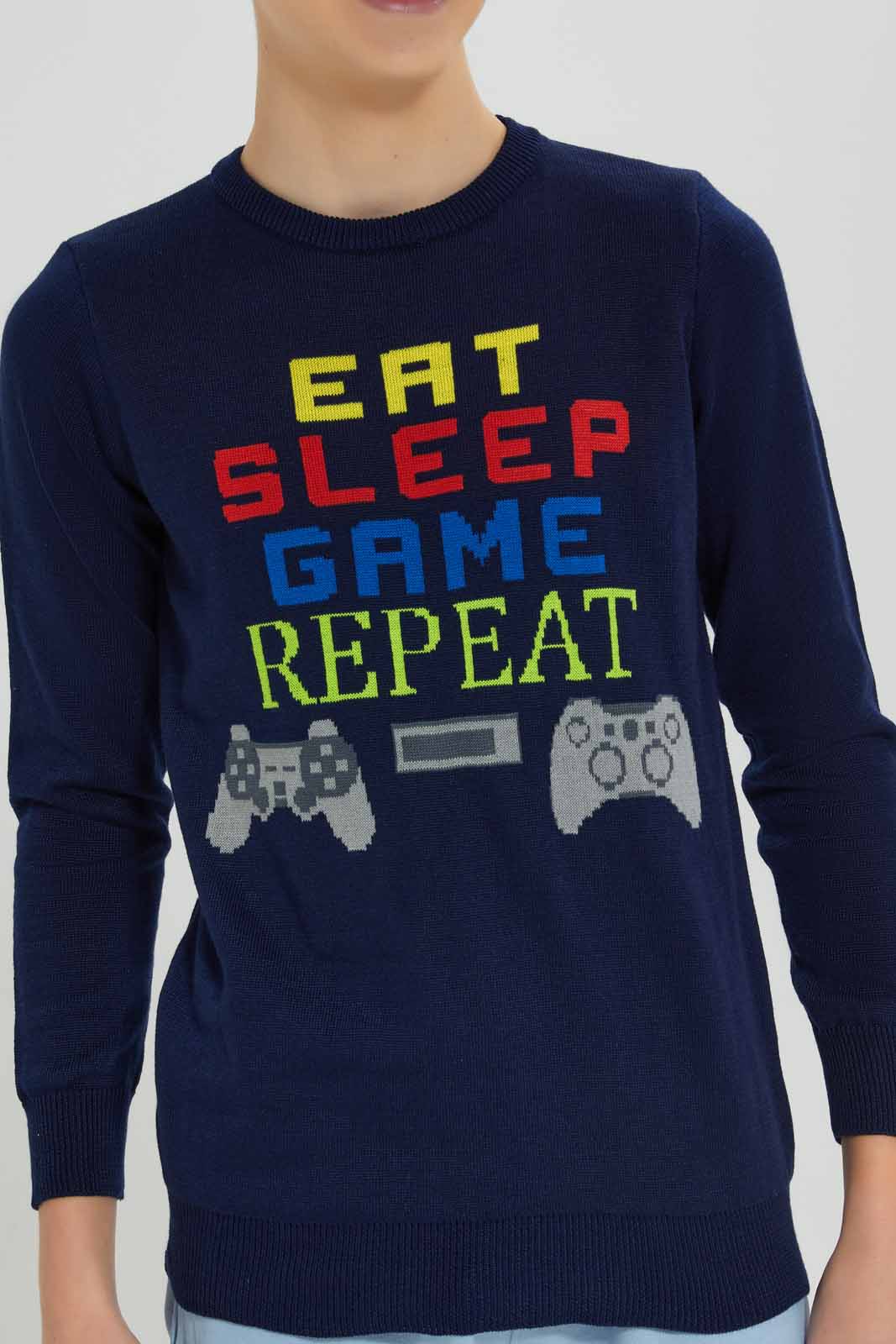 Redtag-Navy-Gaming-Pullover-BSR-Pullovers,-Category:Pullovers,-Colour:Navy,-Deals:New-In,-Filter:Senior-Boys-(8-to-14-Yrs),-New-In-BSR-APL,-Non-Sale,-Section:Boys-(0-to-14Yrs),-W22B-Senior-Boys-9 to 14 Years