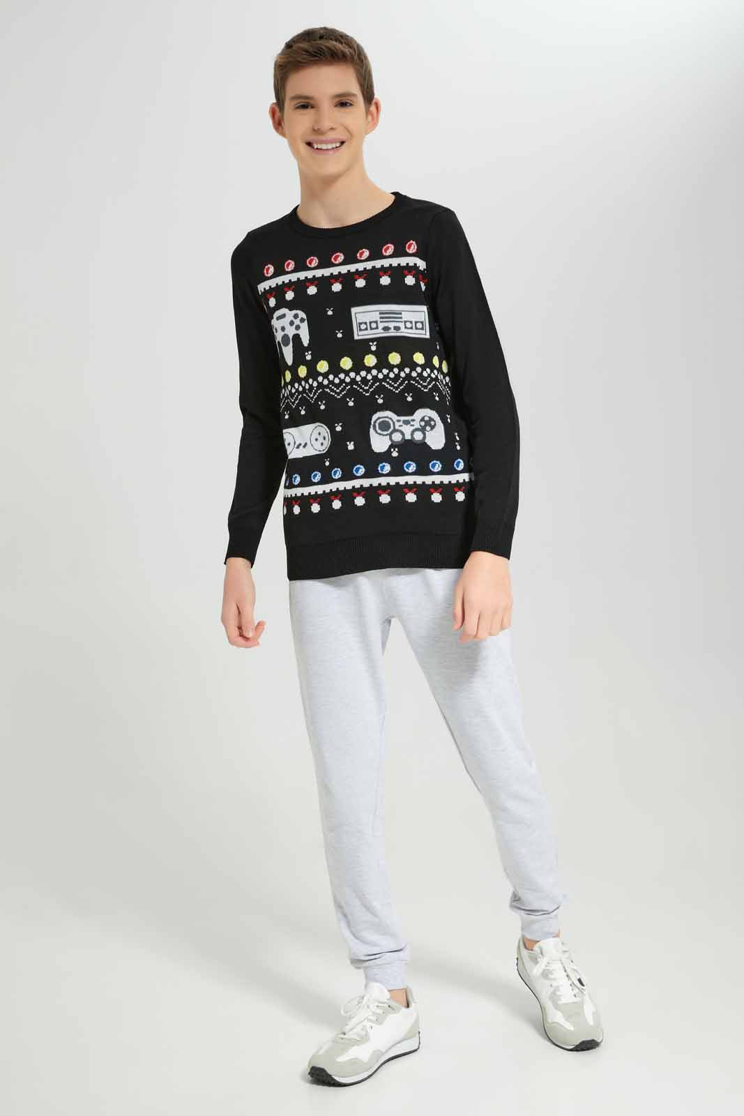 Redtag-Black-Gaming-Pullover-BSR-Pullovers,-Category:Pullovers,-Colour:Black,-Deals:New-In,-Filter:Senior-Boys-(8-to-14-Yrs),-New-In-BSR-APL,-Non-Sale,-Section:Boys-(0-to-14Yrs),-W22B-Senior-Boys-9 to 14 Years
