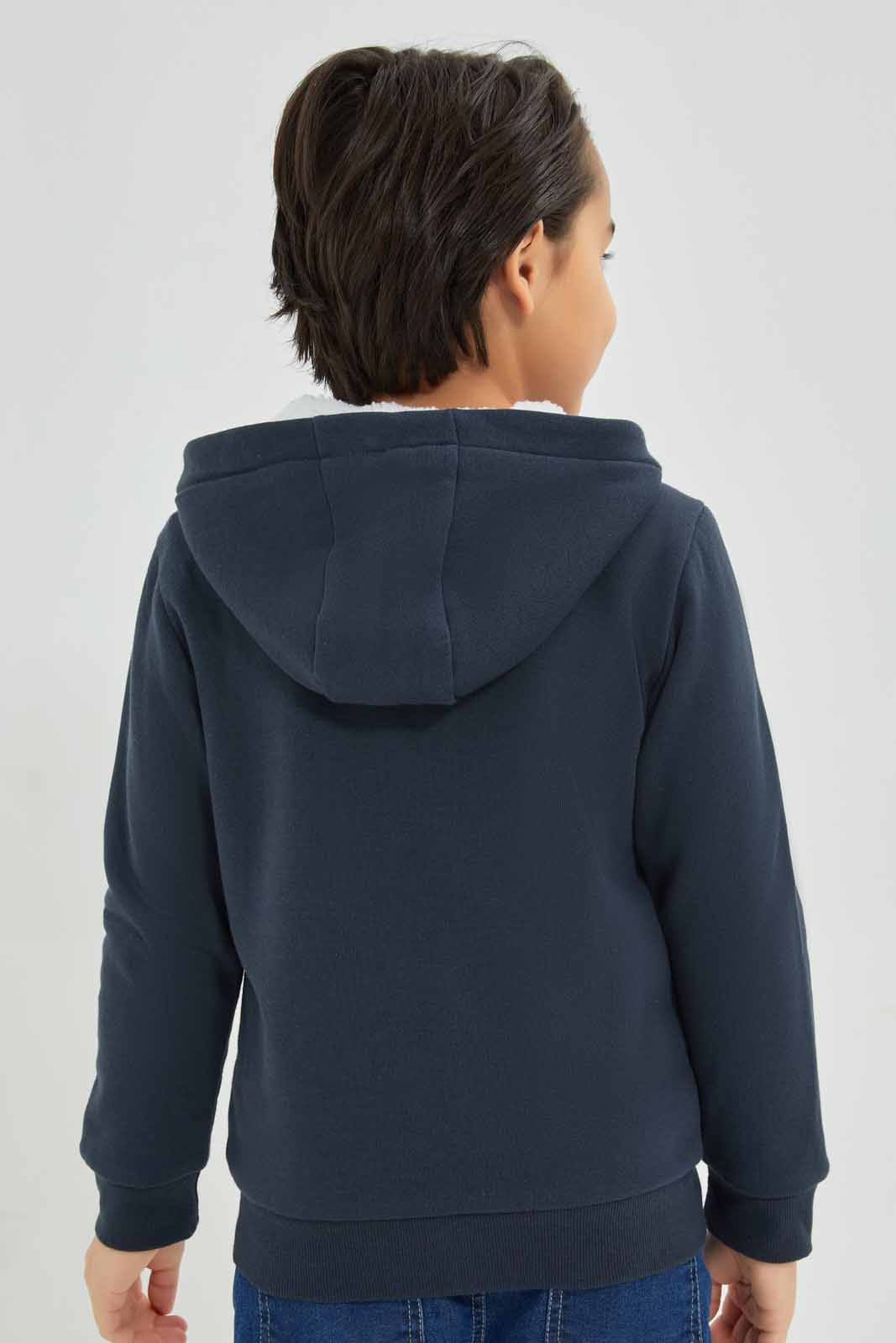 Redtag-Navy-Zip-Through-Hooded-Fur-Lined-Sweatshirt-BOY-Sweatshirts,-Category:Sweatshirts,-Colour:Navy,-Deals:New-In,-EHW,-Filter:Boys-(2-to-8-Yrs),-New-In-BOY-APL,-Non-Sale,-Section:Boys-(0-to-14Yrs),-W22B-Boys-2 to 8 Years