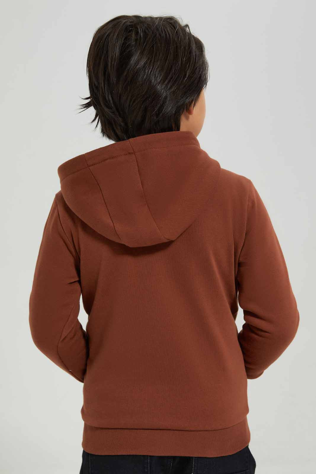 Redtag-Brown-Zip-Through-Hooded-Fur-Lined-Sweatshirt-BOY-Sweatshirts,-Category:Sweatshirts,-Colour:Brown,-Deals:New-In,-EHW,-Filter:Boys-(2-to-8-Yrs),-New-In-BOY-APL,-Non-Sale,-Section:Boys-(0-to-14Yrs),-W22B-Boys-2 to 8 Years