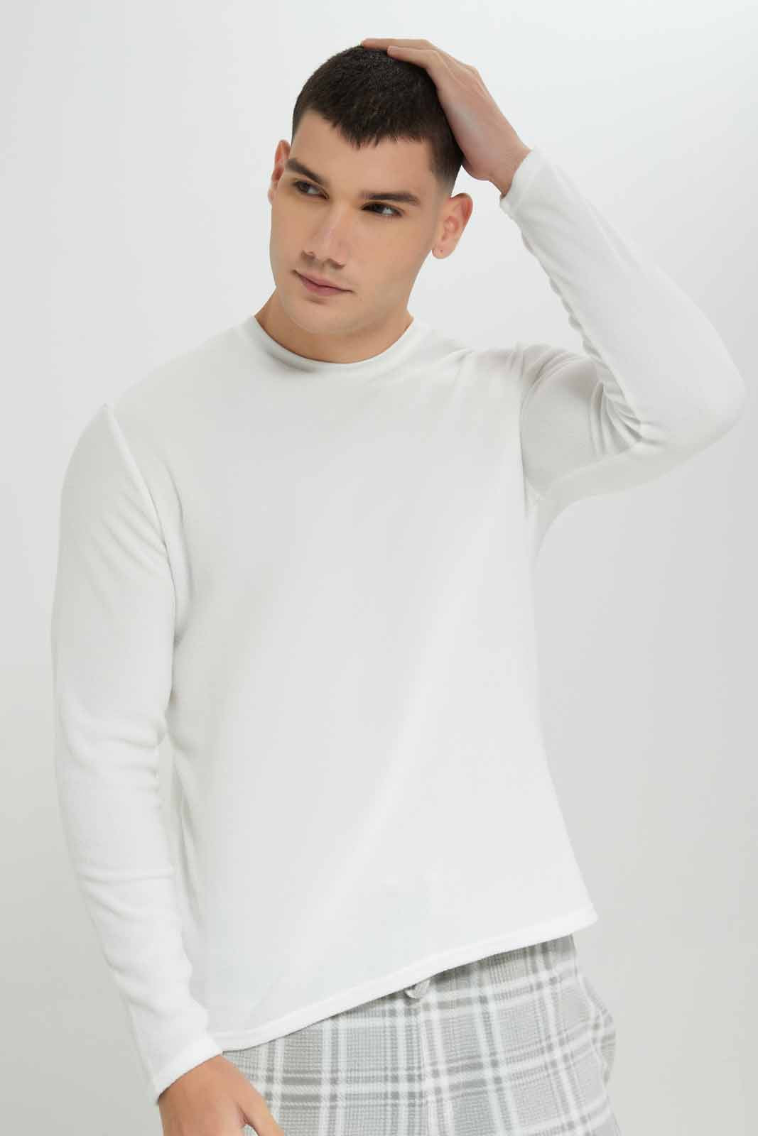 Men White Checkered Pyjama Set (2 Piece)