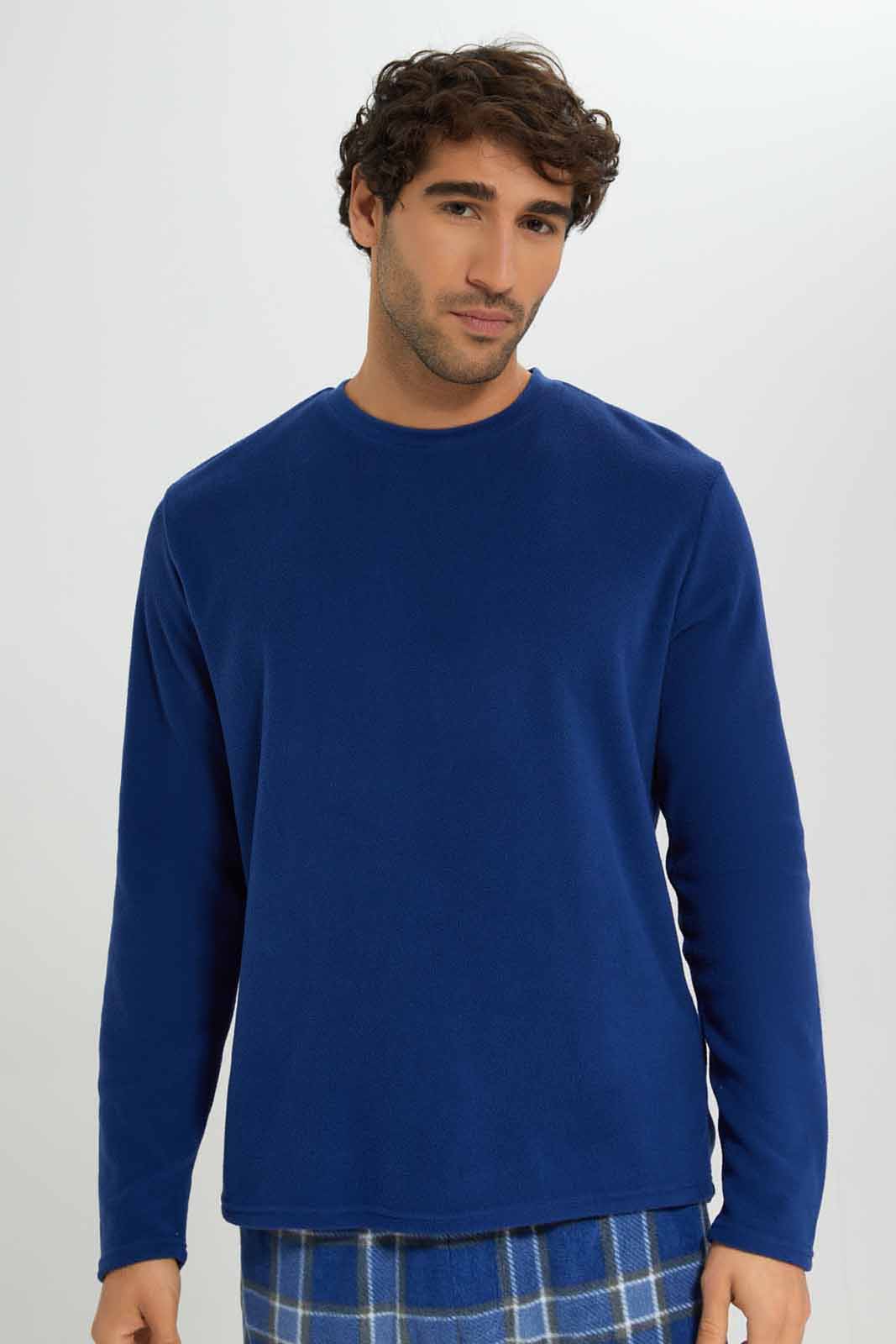 Redtag-Navy-Fleece-Pyjama-Neck-Category:Pyjama-Sets,-Colour:Navy,-Deals:New-In,-EHW,-Filter:Men's-Clothing,-Men-Pyjama-Sets,-New-In-Men-APL,-Non-Sale,-Section:Men,-W22B-Men's-