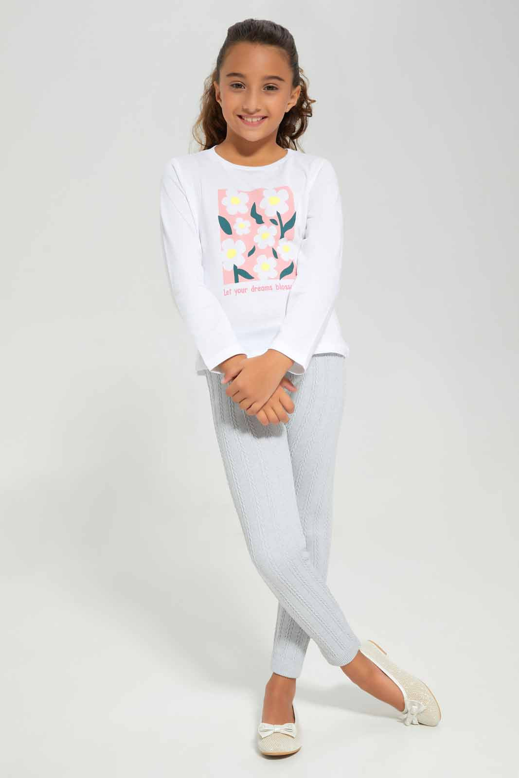 Redtag-Grey-Melange-Seamless-Legging-Category:Leggings,-Colour:Grey,-Deals:New-In,-Filter:Girls-(2-to-8-Yrs),-GIR-Leggings,-New-In-GIR-APL,-Non-Sale,-Section:Girls-(0-to-14Yrs),-TBL,-W22B-Girls-2 to 8 Years
