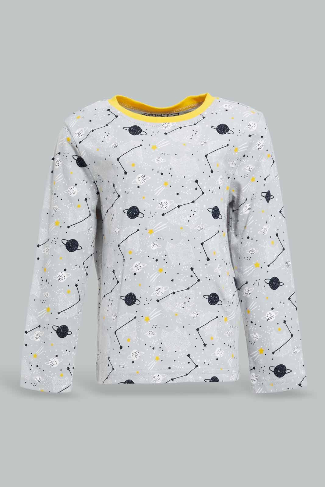 Redtag-Navy-And-Grey-Space-Pj-Set-Long-Slv-Pack-Category:Pyjama-Sets,-Colour:Navy,-Deals:New-In,-Filter:Infant-Boys-(3-to-24-Mths),-INB-Pyjama-Sets,-New-In-INB-APL,-Non-Sale,-Section:Boys-(0-to-14Yrs),-W22B-Infant-Boys-3 to 24 Months