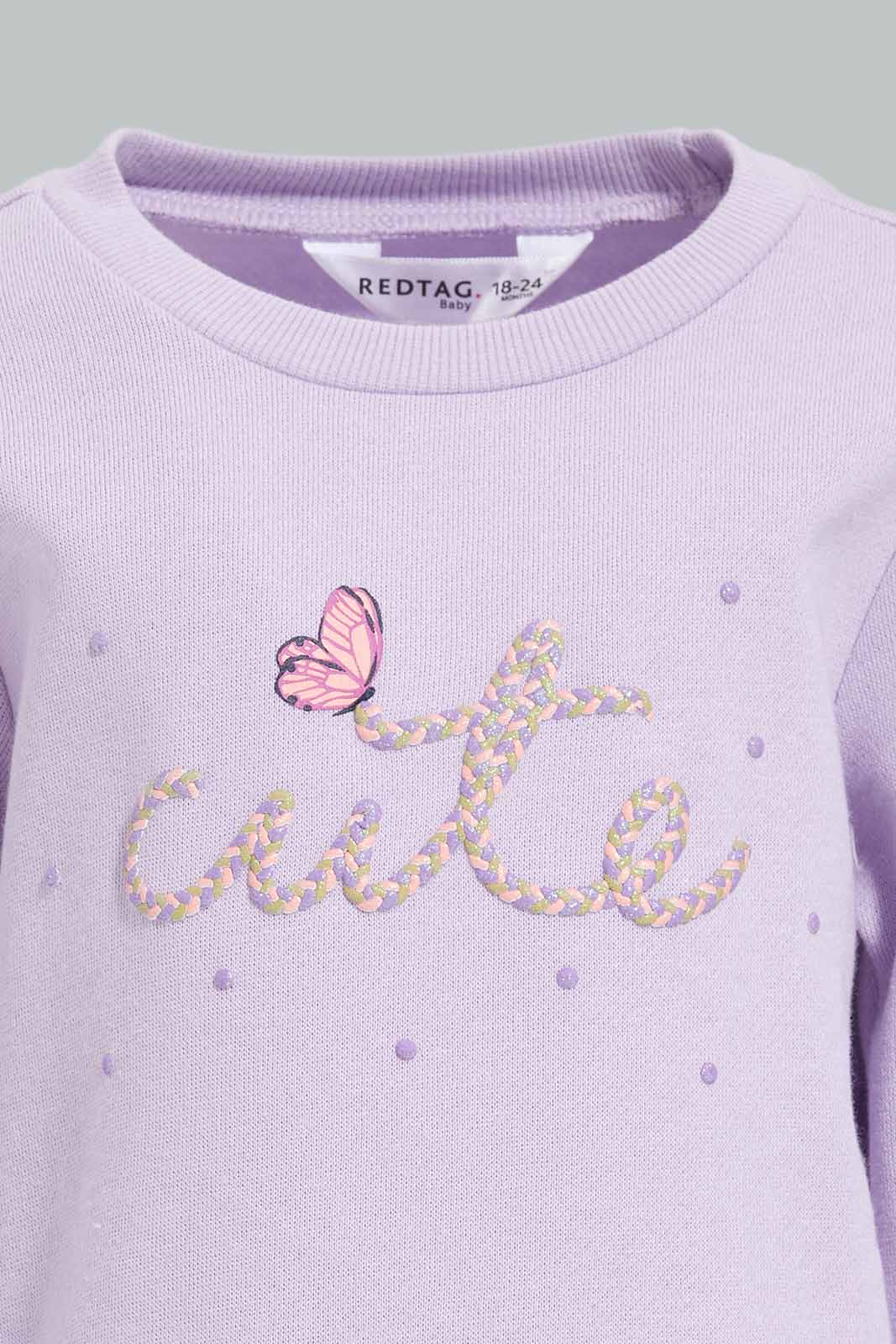 Redtag-Lilac-Butterfly-Artwork-Sweatshirt-Category:Sweatshirts,-Colour:Lilac,-Deals:New-In,-Filter:Infant-Girls-(3-to-24-Mths),-ING-Sweatshirts,-New-In-ING-APL,-Non-Sale,-Section:Girls-(0-to-14Yrs),-W22B-Infant-Girls-