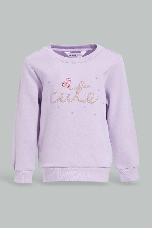 Redtag-Lilac-Butterfly-Artwork-Sweatshirt-Category:Sweatshirts,-Colour:Lilac,-Deals:New-In,-Filter:Infant-Girls-(3-to-24-Mths),-ING-Sweatshirts,-New-In-ING-APL,-Non-Sale,-Section:Girls-(0-to-14Yrs),-W22B-Infant-Girls-