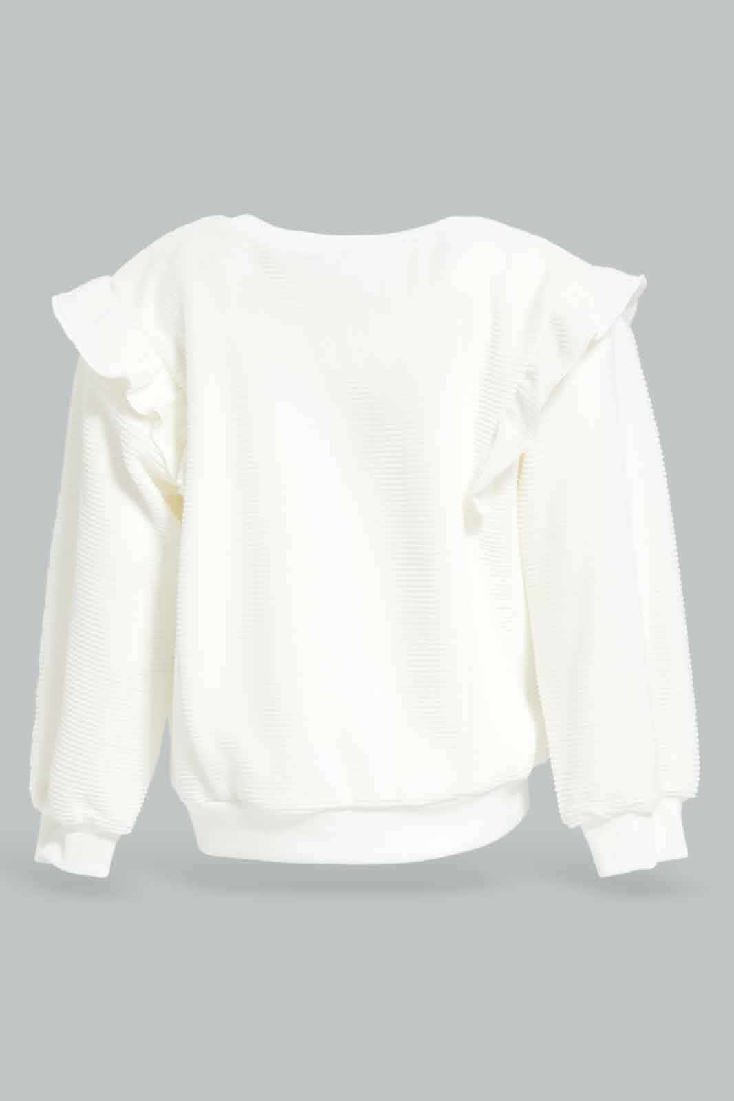 Redtag-White-Corduroy-Front-Embroidery-Sweatshirt-Category:Sweatshirts,-Colour:White,-Deals:New-In,-Dept:Girls,-Filter:Infant-Girls-(3-to-24-Mths),-ING-Sweatshirts,-New-In-ING-APL,-Non-Sale,-Section:Girls-(0-to-14Yrs),-W22B-Infant-Girls-3 to 24 Months