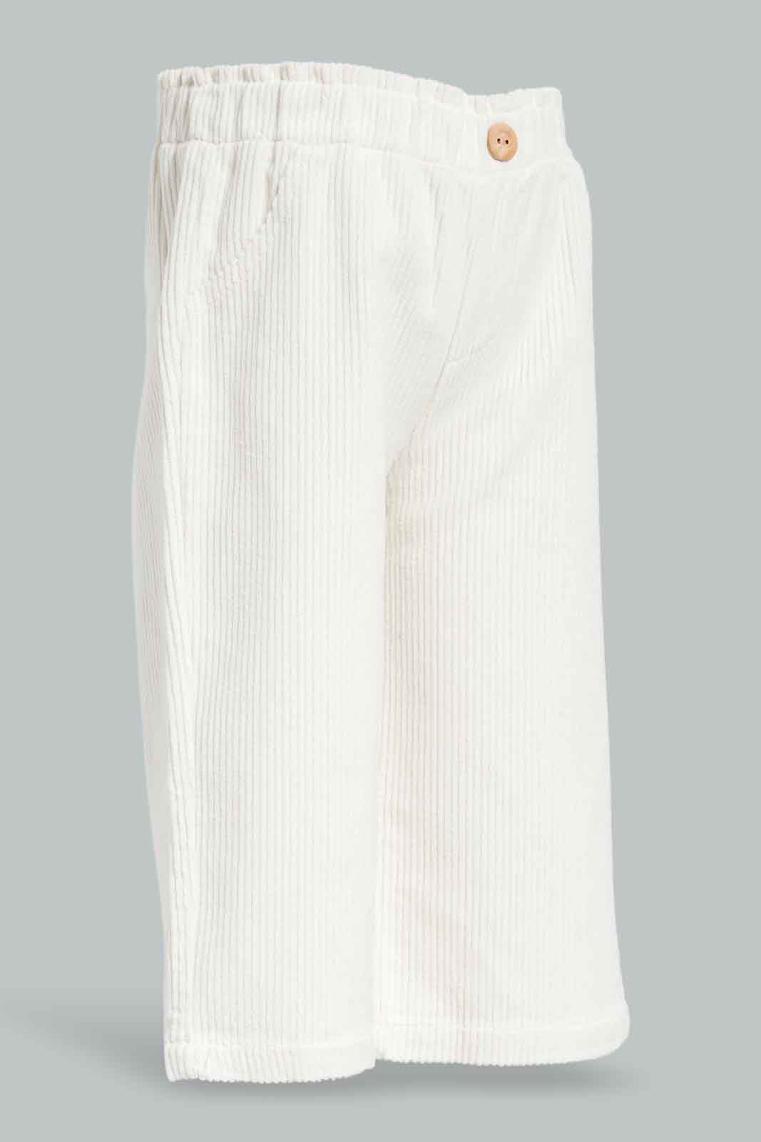 Redtag-White-Solid-Corduroy-Trouser-Category:Trousers,-Colour:White,-Deals:New-In,-Filter:Infant-Girls-(3-to-24-Mths),-ING-Trousers,-New-In-ING-APL,-Non-Sale,-Section:Girls-(0-to-14Yrs),-W22B-Infant-Girls-3 to 24 Months