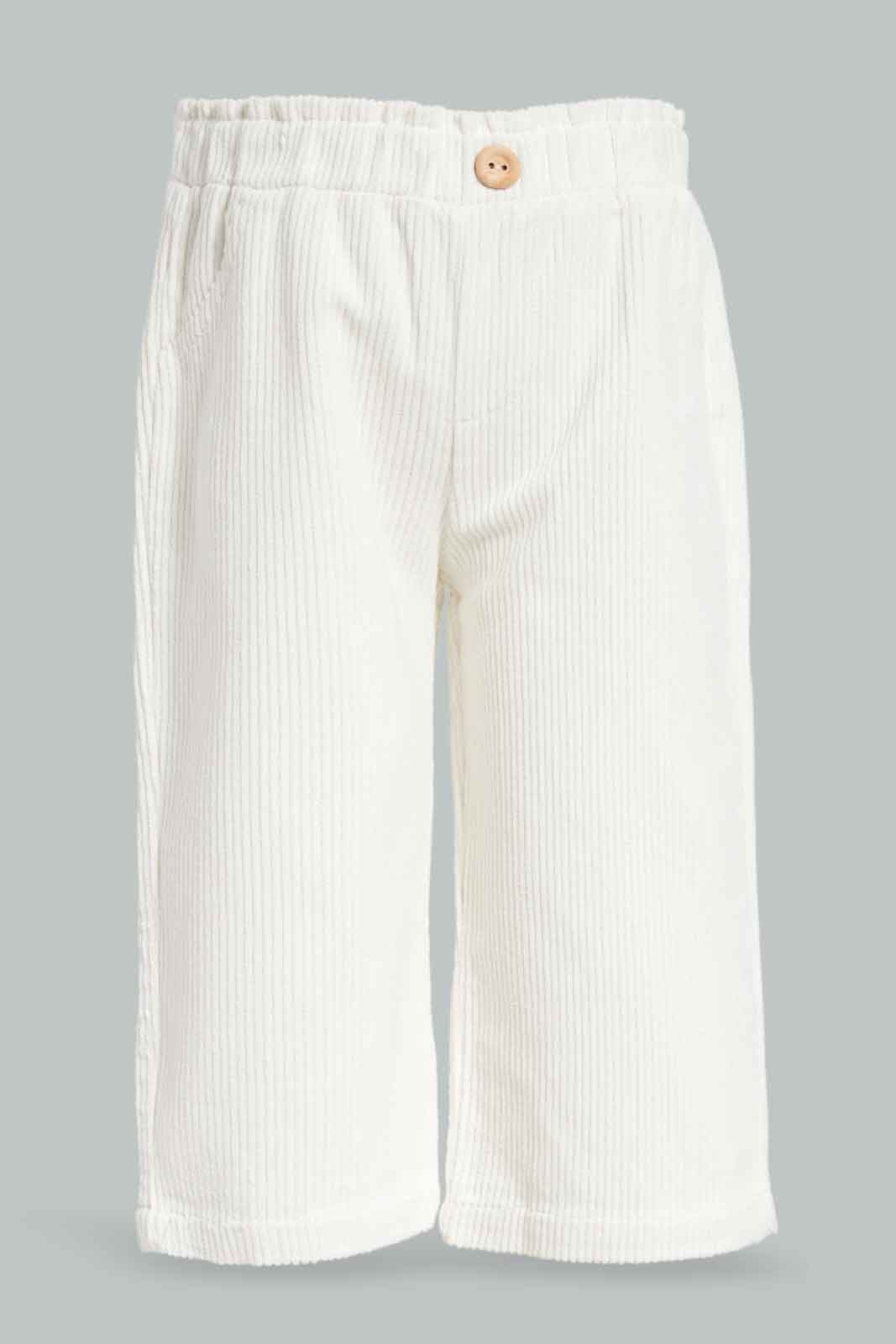 Redtag-White-Solid-Corduroy-Trouser-Category:Trousers,-Colour:White,-Deals:New-In,-Filter:Infant-Girls-(3-to-24-Mths),-ING-Trousers,-New-In-ING-APL,-Non-Sale,-Section:Girls-(0-to-14Yrs),-W22B-Infant-Girls-3 to 24 Months