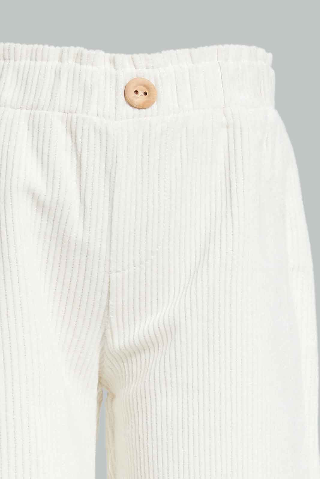 Redtag-White-Solid-Corduroy-Trouser-Category:Trousers,-Colour:White,-Deals:New-In,-Filter:Infant-Girls-(3-to-24-Mths),-ING-Trousers,-New-In-ING-APL,-Non-Sale,-Section:Girls-(0-to-14Yrs),-W22B-Infant-Girls-3 to 24 Months