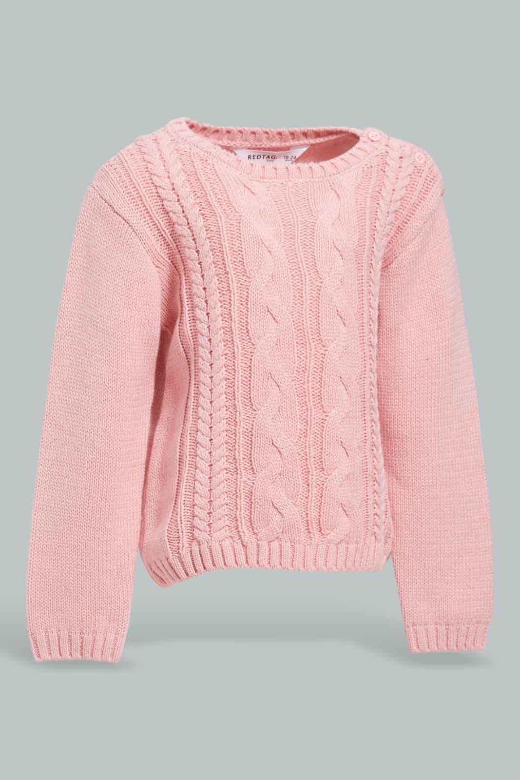 Redtag-Pink-Chain-Detail-Pullover-Category:Pullovers,-Colour:Apricot,-Deals:New-In,-Filter:Infant-Girls-(3-to-24-Mths),-ING-Pullovers,-New-In-ING-APL,-Non-Sale,-Section:Girls-(0-to-14Yrs),-W22B-Infant-Girls-3 to 24 Months