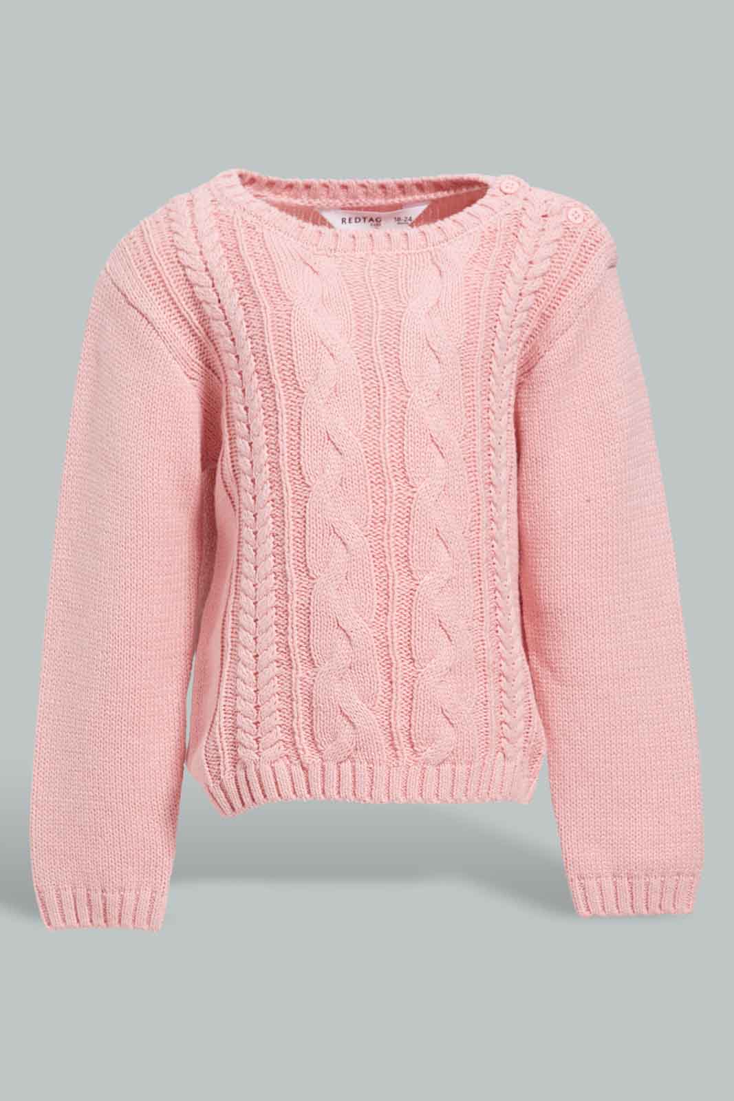 Redtag-Pink-Chain-Detail-Pullover-Category:Pullovers,-Colour:Apricot,-Deals:New-In,-Filter:Infant-Girls-(3-to-24-Mths),-ING-Pullovers,-New-In-ING-APL,-Non-Sale,-Section:Girls-(0-to-14Yrs),-W22B-Infant-Girls-3 to 24 Months