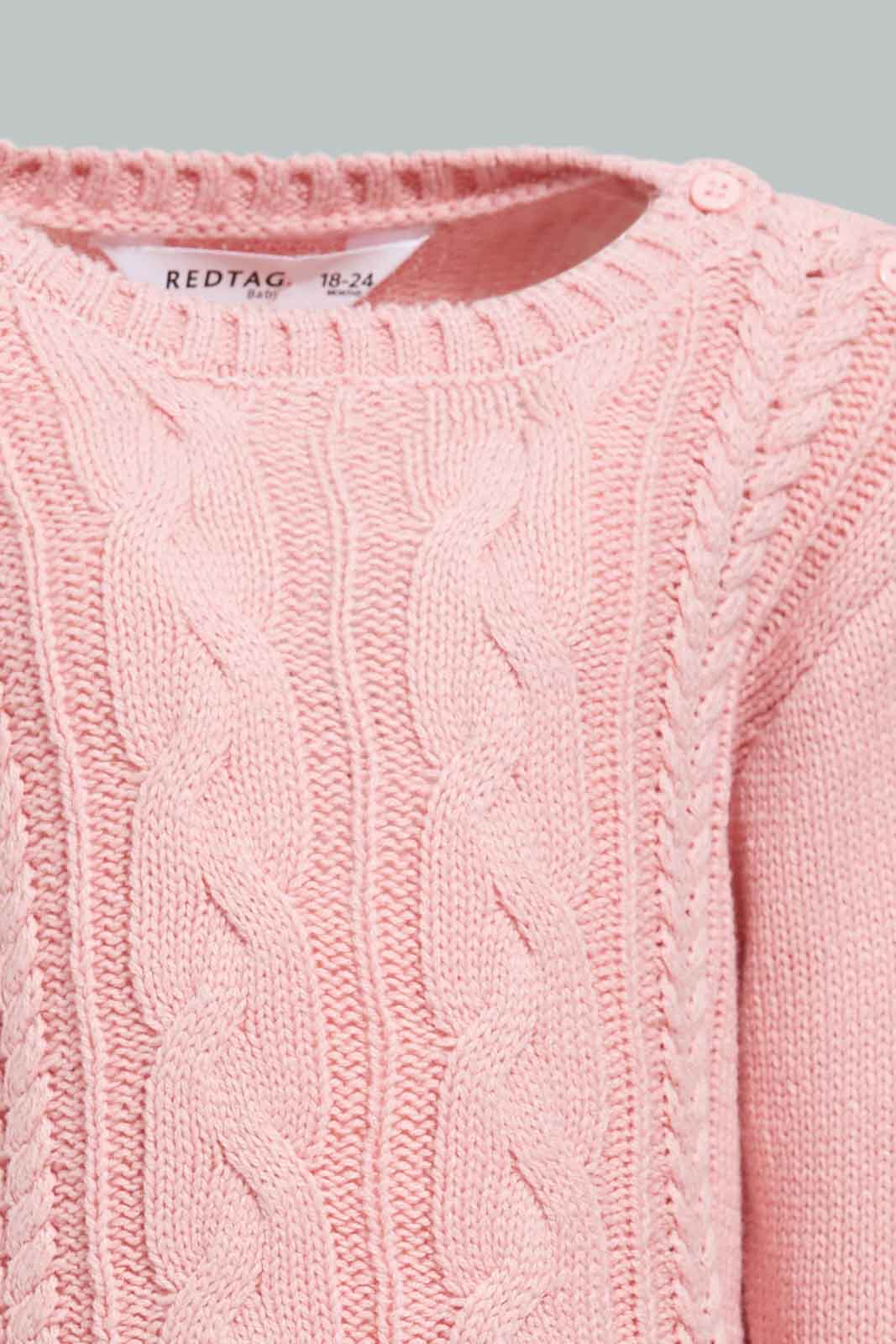 Redtag-Pink-Chain-Detail-Pullover-Category:Pullovers,-Colour:Apricot,-Deals:New-In,-Filter:Infant-Girls-(3-to-24-Mths),-ING-Pullovers,-New-In-ING-APL,-Non-Sale,-Section:Girls-(0-to-14Yrs),-W22B-Infant-Girls-3 to 24 Months