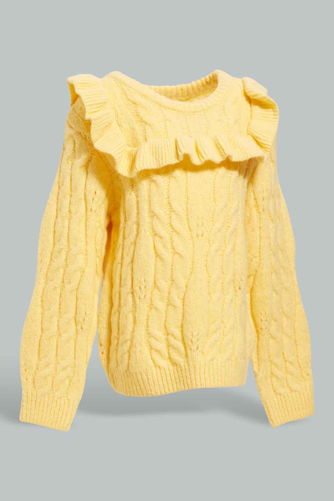 Redtag-Yellow-Front-Ruffles-Pullover-Category:Pullovers,-Colour:Yellow,-Deals:New-In,-Filter:Infant-Girls-(3-to-24-Mths),-ING-Pullovers,-New-In-ING-APL,-Non-Sale,-Section:Girls-(0-to-14Yrs),-W22B-Infant-Girls-3 to 24 Months