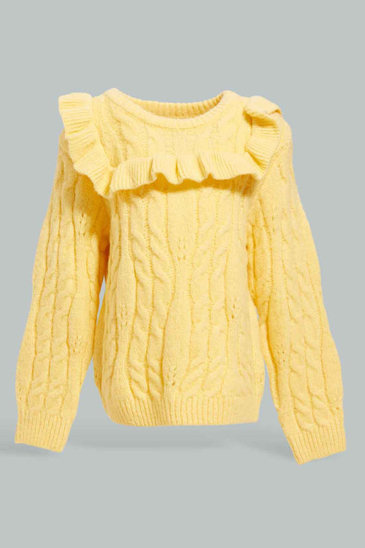 Redtag-Yellow-Front-Ruffles-Pullover-Category:Pullovers,-Colour:Yellow,-Deals:New-In,-Filter:Infant-Girls-(3-to-24-Mths),-ING-Pullovers,-New-In-ING-APL,-Non-Sale,-Section:Girls-(0-to-14Yrs),-W22B-Infant-Girls-3 to 24 Months