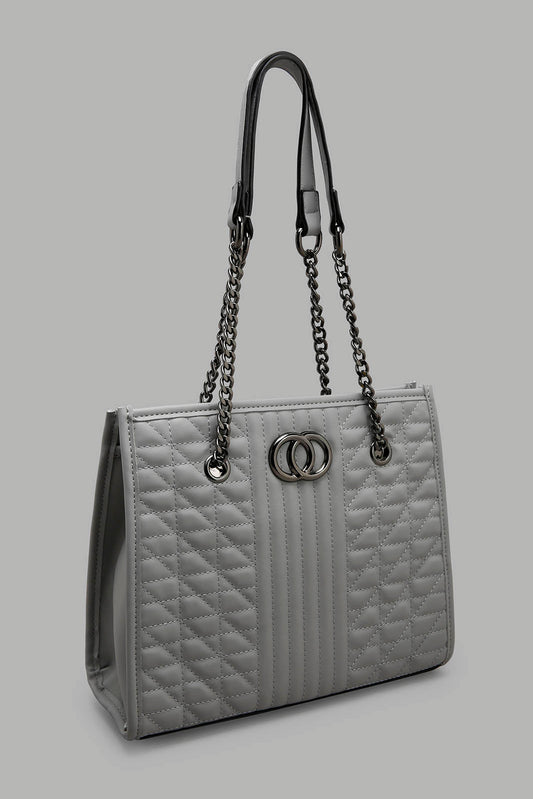 Redtag-Grey-Quilting-Tote-Bag-Category:Bags,-Colour:Grey,-Filter:Women's-Accessories,-New-In,-New-In-Women-ACC,-Non-Sale,-Section:Women,-W22A,-Women-Bags-Women-