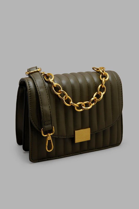 Redtag-Olive-Green-Cross-Body-With-Antique-Chain-Category:Bags,-Colour:Green,-Filter:Women's-Accessories,-New-In,-New-In-Women-ACC,-Non-Sale,-Section:Women,-W22A,-Women-Bags-Women-