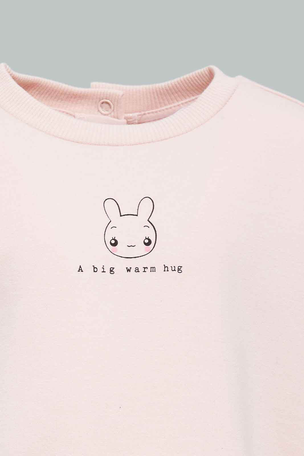 Redtag-Pink-Waffle-Sleeves-Sweatshirt-Category:Sweatshirts,-Colour:Apricot,-Deals:New-In,-Filter:Infant-Girls-(3-to-24-Mths),-ING-Sweatshirts,-New-In-ING-APL,-Non-Sale,-Section:Girls-(0-to-14Yrs),-W22A-Infant-Girls-3 to 24 Months