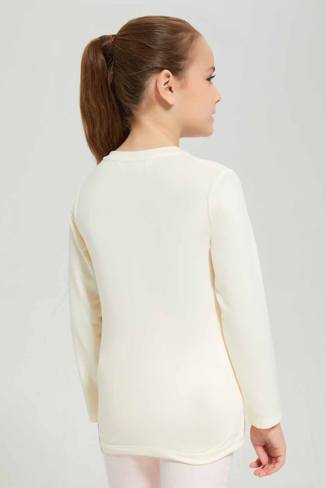 Redtag-Cream-LS-Tee-Category:T-Shirts,-Colour:Cream,-Deals:New-In,-Dept:Girls,-Filter:Girls-(2-to-8-Yrs),-GIR-T-Shirts,-New-In-GIR-APL,-Non-Sale,-Section:Girls-(0-to-14Yrs),-TBL,-W22B-Girls-2 to 8 Years