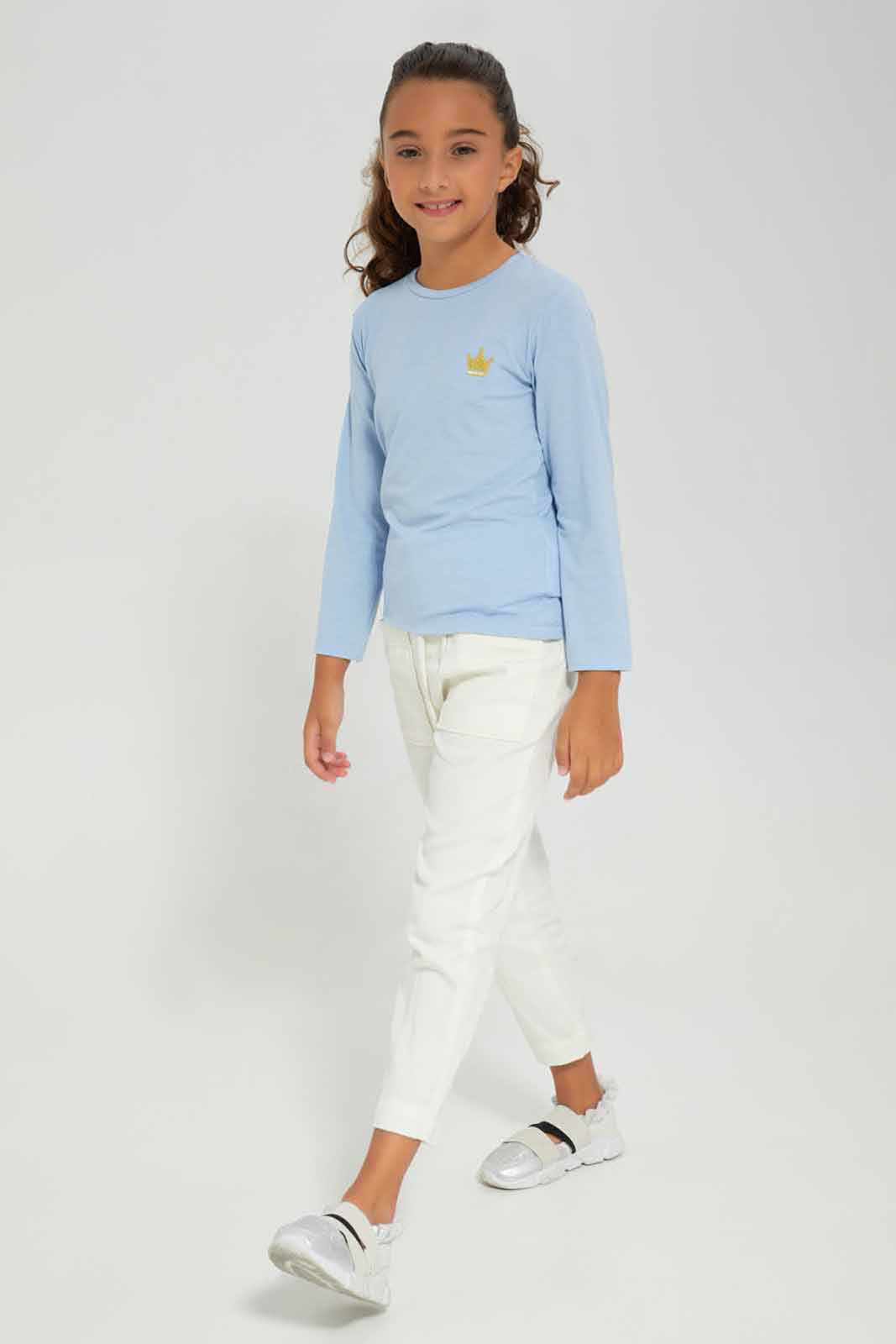 Redtag-Blue-LS-Tee-Category:T-Shirts,-Colour:Blue,-Deals:New-In,-Filter:Girls-(2-to-8-Yrs),-GIR-T-Shirts,-New-In-GIR-APL,-Non-Sale,-Section:Girls-(0-to-14Yrs),-TBL,-W22B-Girls-2 to 8 Years