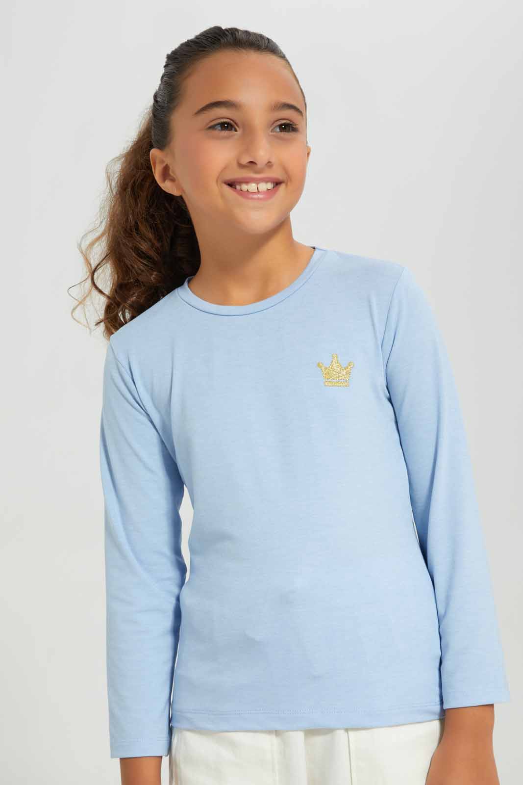 Redtag-Blue-LS-Tee-Category:T-Shirts,-Colour:Blue,-Deals:New-In,-Filter:Girls-(2-to-8-Yrs),-GIR-T-Shirts,-New-In-GIR-APL,-Non-Sale,-Section:Girls-(0-to-14Yrs),-TBL,-W22B-Girls-2 to 8 Years