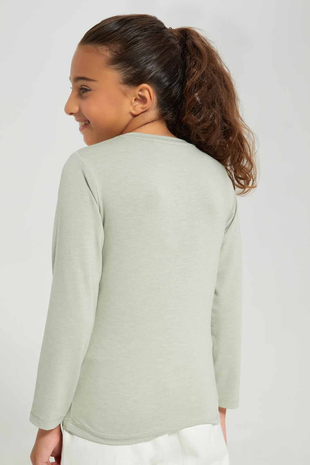 Redtag-Sage-LS-Tee-Category:T-Shirts,-Colour:Green,-Deals:New-In,-Filter:Girls-(2-to-8-Yrs),-GIR-T-Shirts,-New-In-GIR-APL,-Non-Sale,-Section:Girls-(0-to-14Yrs),-TBL,-W22B-Girls-2 to 8 Years