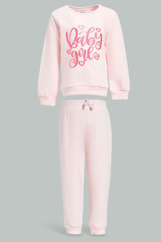 Redtag-Pale-Pink-Placement-Print-Jogset-Category:Jog-Sets,-Colour:Apricot,-Deals:New-In,-Filter:Infant-Girls-(3-to-24-Mths),-ING-Jog-Sets,-New-In-ING-APL,-Non-Sale,-Section:Girls-(0-to-14Yrs),-VLM,-W22B-Infant-Girls-3 to 24 Months