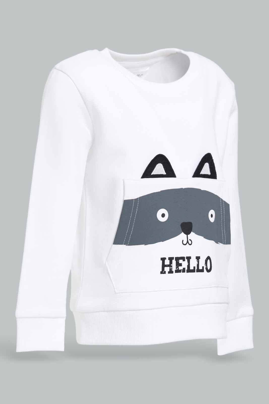 Redtag-Aqua-Racoon-Cre-Sweatshirts-Category:Sweatshirts,-Colour:Blue,-Deals:New-In,-Dept:Boys,-Filter:Infant-Boys-(3-to-24-Mths),-INB-Sweatshirts,-New-In-INB-APL,-Non-Sale,-Section:Boys-(0-to-14Yrs),-W22B-Infant-Boys-3 to 24 Months