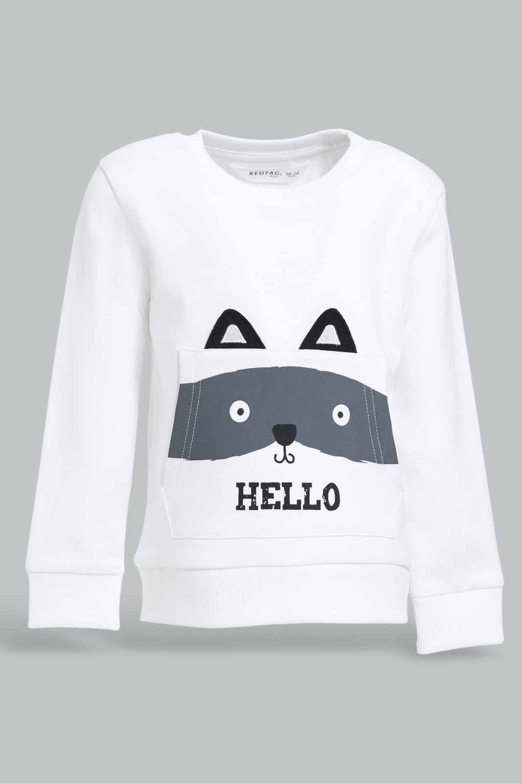 Redtag-Aqua-Racoon-Cre-Sweatshirts-Category:Sweatshirts,-Colour:Blue,-Deals:New-In,-Dept:Boys,-Filter:Infant-Boys-(3-to-24-Mths),-INB-Sweatshirts,-New-In-INB-APL,-Non-Sale,-Section:Boys-(0-to-14Yrs),-W22B-Infant-Boys-3 to 24 Months