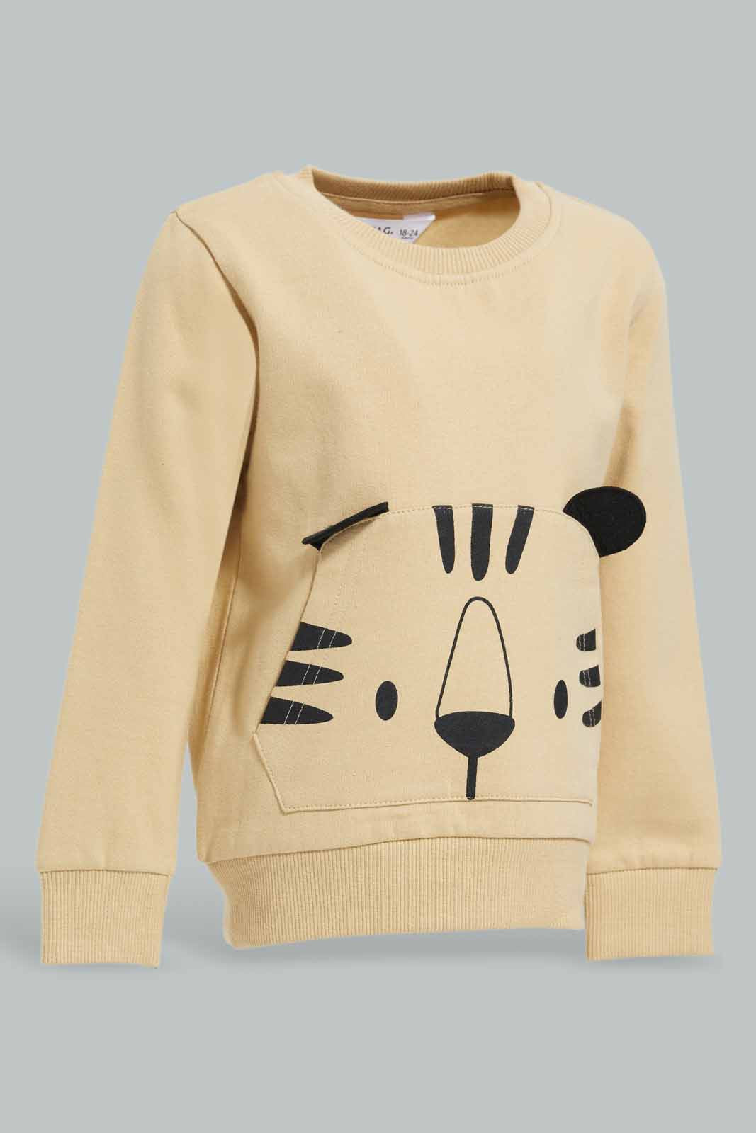 Redtag-Grey-Tiger-Crew-Sweatshirts-Category:Sweatshirts,-Colour:Grey,-Deals:New-In,-Dept:Boys,-Filter:Infant-Boys-(3-to-24-Mths),-INB-Sweatshirts,-New-In-INB-APL,-Non-Sale,-Section:Boys-(0-to-14Yrs),-W22B-Infant-Boys-3 to 24 Months