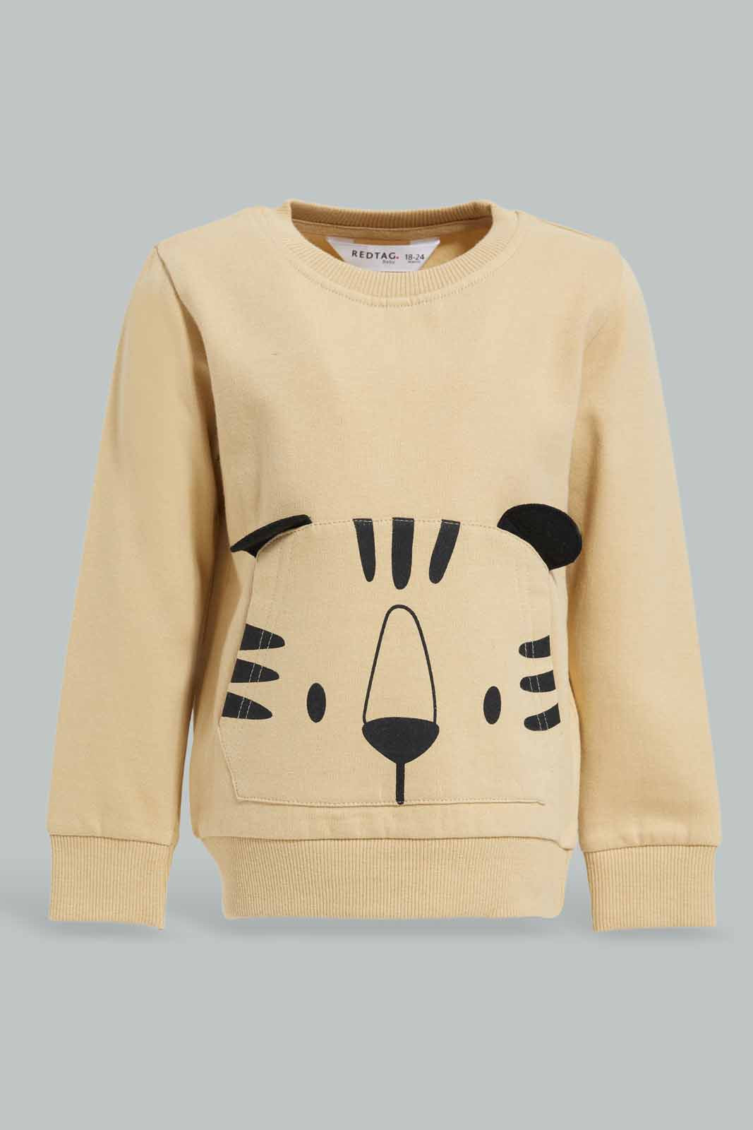 Redtag-Grey-Tiger-Crew-Sweatshirts-Category:Sweatshirts,-Colour:Grey,-Deals:New-In,-Dept:Boys,-Filter:Infant-Boys-(3-to-24-Mths),-INB-Sweatshirts,-New-In-INB-APL,-Non-Sale,-Section:Boys-(0-to-14Yrs),-W22B-Infant-Boys-3 to 24 Months