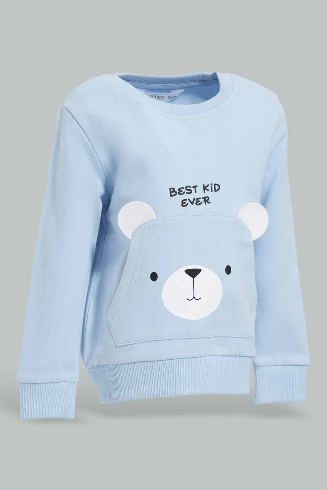 Redtag-Blue-Bear-Crew-Sweatshirts-Category:Sweatshirts,-Colour:Blue,-Deals:New-In,-Dept:Boys,-Filter:Infant-Boys-(3-to-24-Mths),-INB-Sweatshirts,-New-In-INB-APL,-Non-Sale,-Section:Boys-(0-to-14Yrs),-W22B-Infant-Boys-3 to 24 Months