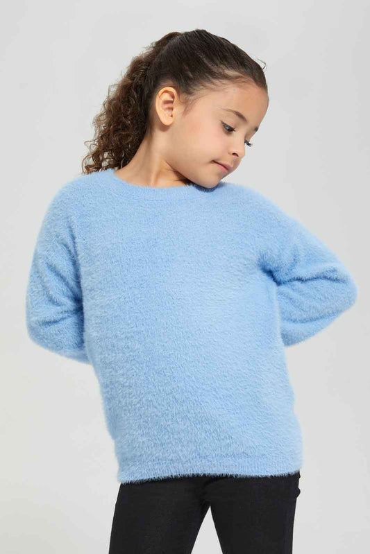 Redtag-KNIT-PULLOVER-BLUE-Category:Pullovers,-Colour:Blue,-Deals:New-In,-Dept:Girls,-Filter:Girls-(2-to-8-Yrs),-GIR-Pullovers,-New-In-GIR-APL,-Non-Sale,-Section:Girls-(0-to-14Yrs),-TBL,-W22B-Girls-2 to 8 Years
