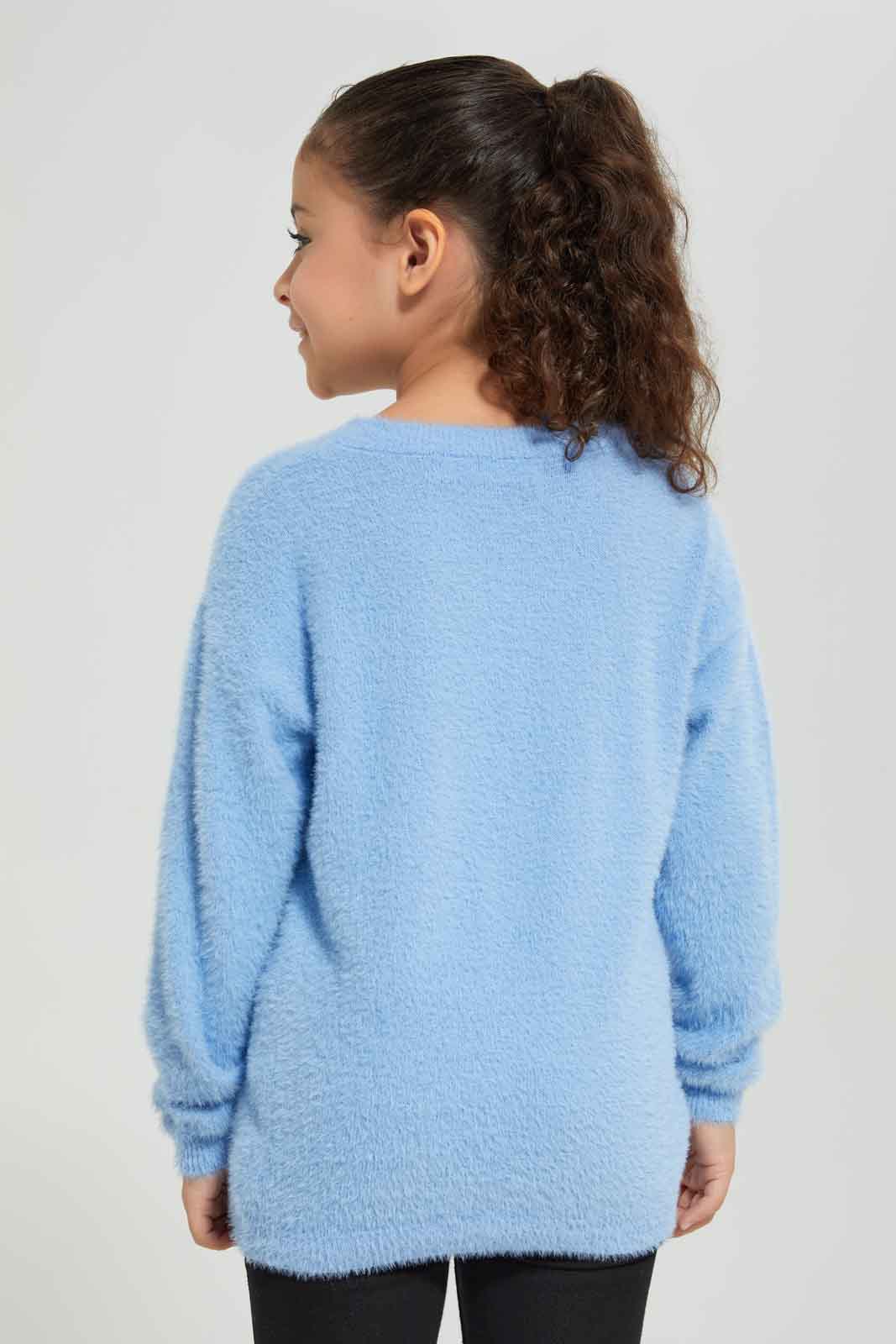 Redtag-KNIT-PULLOVER-BLUE-Category:Pullovers,-Colour:Blue,-Deals:New-In,-Dept:Girls,-Filter:Girls-(2-to-8-Yrs),-GIR-Pullovers,-New-In-GIR-APL,-Non-Sale,-Section:Girls-(0-to-14Yrs),-TBL,-W22B-Girls-2 to 8 Years