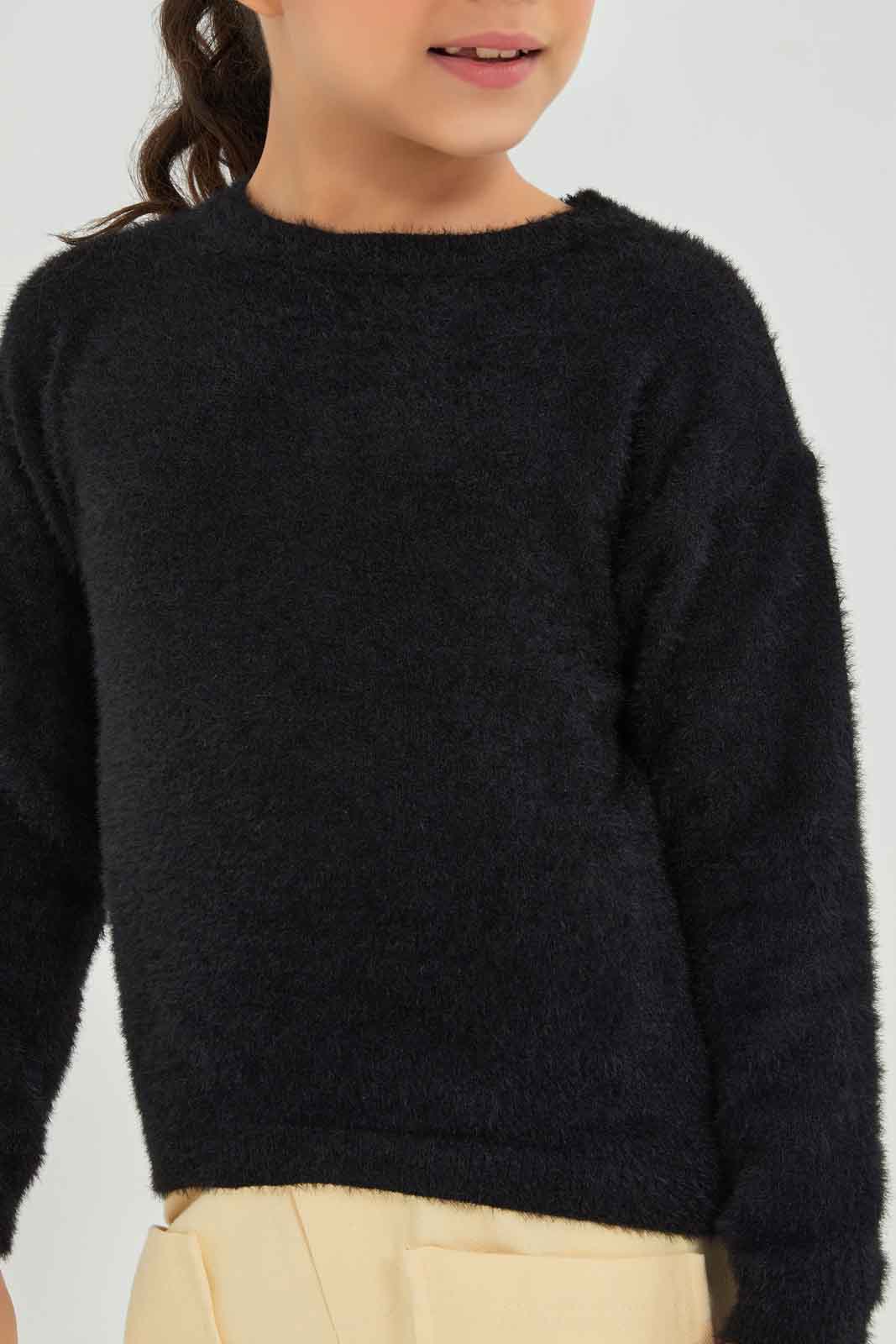 Redtag-KNIT-PULLOVER-BLACK-Category:Pullovers,-Colour:Black,-Deals:New-In,-Dept:Girls,-Filter:Girls-(2-to-8-Yrs),-GIR-Pullovers,-New-In-GIR-APL,-Non-Sale,-Section:Girls-(0-to-14Yrs),-TBL,-W22B-Girls-2 to 8 Years