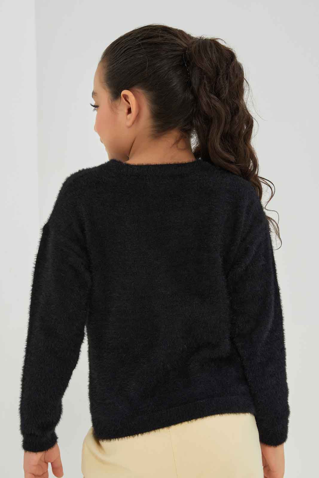 Redtag-KNIT-PULLOVER-BLACK-Category:Pullovers,-Colour:Black,-Deals:New-In,-Dept:Girls,-Filter:Girls-(2-to-8-Yrs),-GIR-Pullovers,-New-In-GIR-APL,-Non-Sale,-Section:Girls-(0-to-14Yrs),-TBL,-W22B-Girls-2 to 8 Years