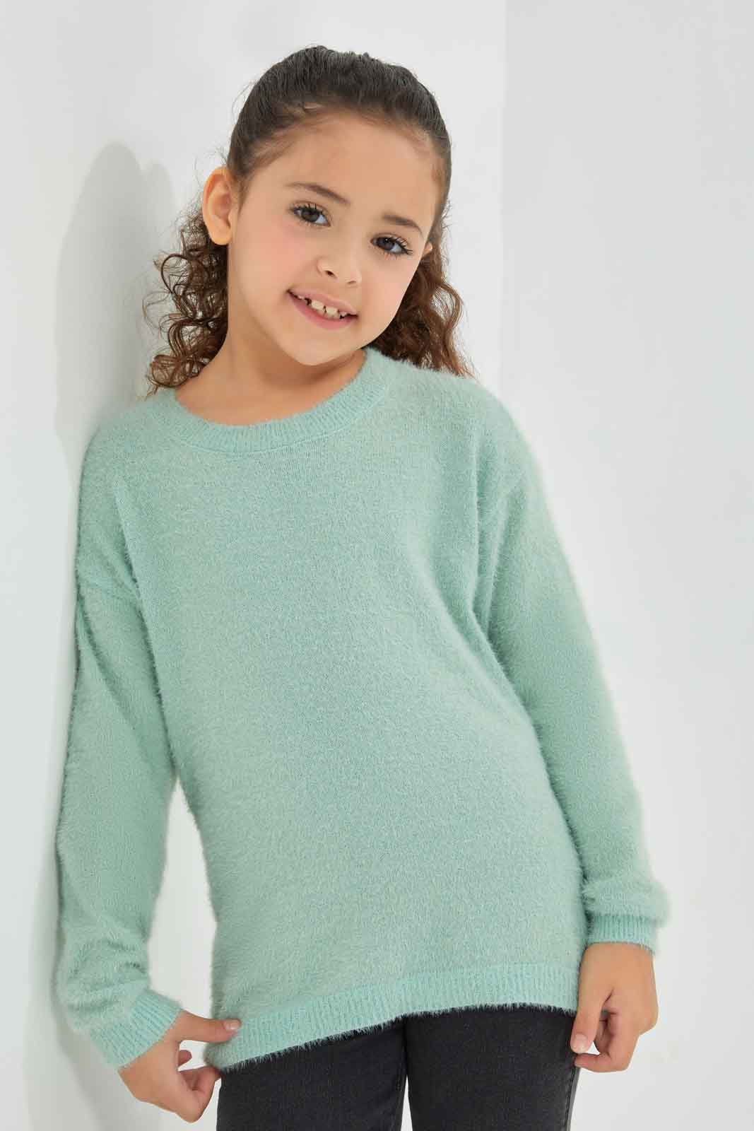 Redtag-KNIT-PULLOVER-SAGE-Category:Pullovers,-Colour:Beige,-Deals:New-In,-Dept:Girls,-Filter:Girls-(2-to-8-Yrs),-GIR-Pullovers,-New-In-GIR-APL,-Non-Sale,-Section:Girls-(0-to-14Yrs),-TBL,-W22B-Girls-2 to 8 Years