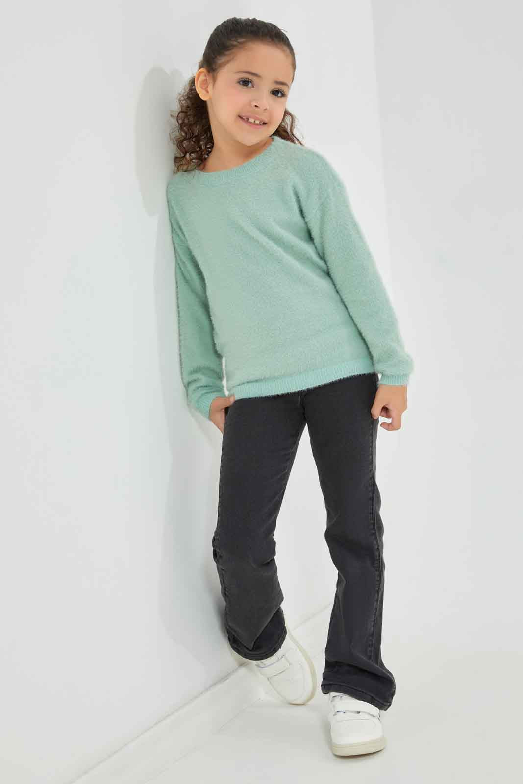 Redtag-KNIT-PULLOVER-SAGE-Category:Pullovers,-Colour:Beige,-Deals:New-In,-Dept:Girls,-Filter:Girls-(2-to-8-Yrs),-GIR-Pullovers,-New-In-GIR-APL,-Non-Sale,-Section:Girls-(0-to-14Yrs),-TBL,-W22B-Girls-2 to 8 Years