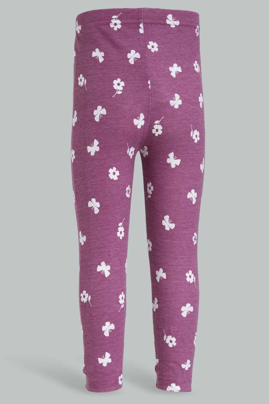 Redtag-Purple-Butterfly-AOP-Leggings-Category:Leggings,-Colour:Purple,-Deals:New-In,-Dept:Girls,-Filter:Infant-Girls-(3-to-24-Mths),-ING-Leggings,-New-In-ING-APL,-Non-Sale,-Section:Girls-(0-to-14Yrs),-W22B-Infant-Girls-3 to 24 Months