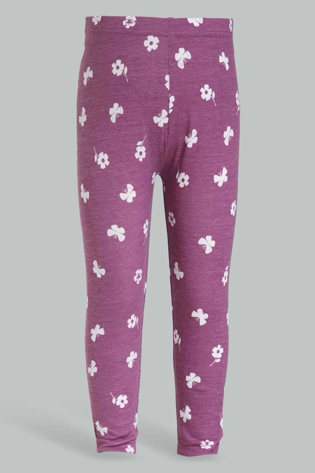 Redtag-Purple-Butterfly-AOP-Leggings-Category:Leggings,-Colour:Purple,-Deals:New-In,-Dept:Girls,-Filter:Infant-Girls-(3-to-24-Mths),-ING-Leggings,-New-In-ING-APL,-Non-Sale,-Section:Girls-(0-to-14Yrs),-W22B-Infant-Girls-3 to 24 Months