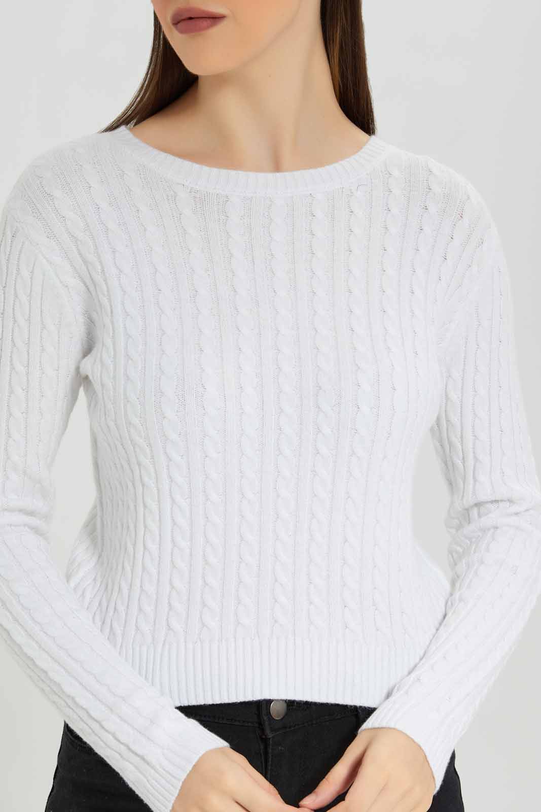 Redtag-Allover-Cable-Knit-Pullover-Category:Pullovers,-Colour:Ivory,-Deals:New-In,-Filter:Women's-Clothing,-New-In-Women-APL,-Non-Sale,-Section:Women,-TBL,-W22B,-Women-Pullovers-Women's-