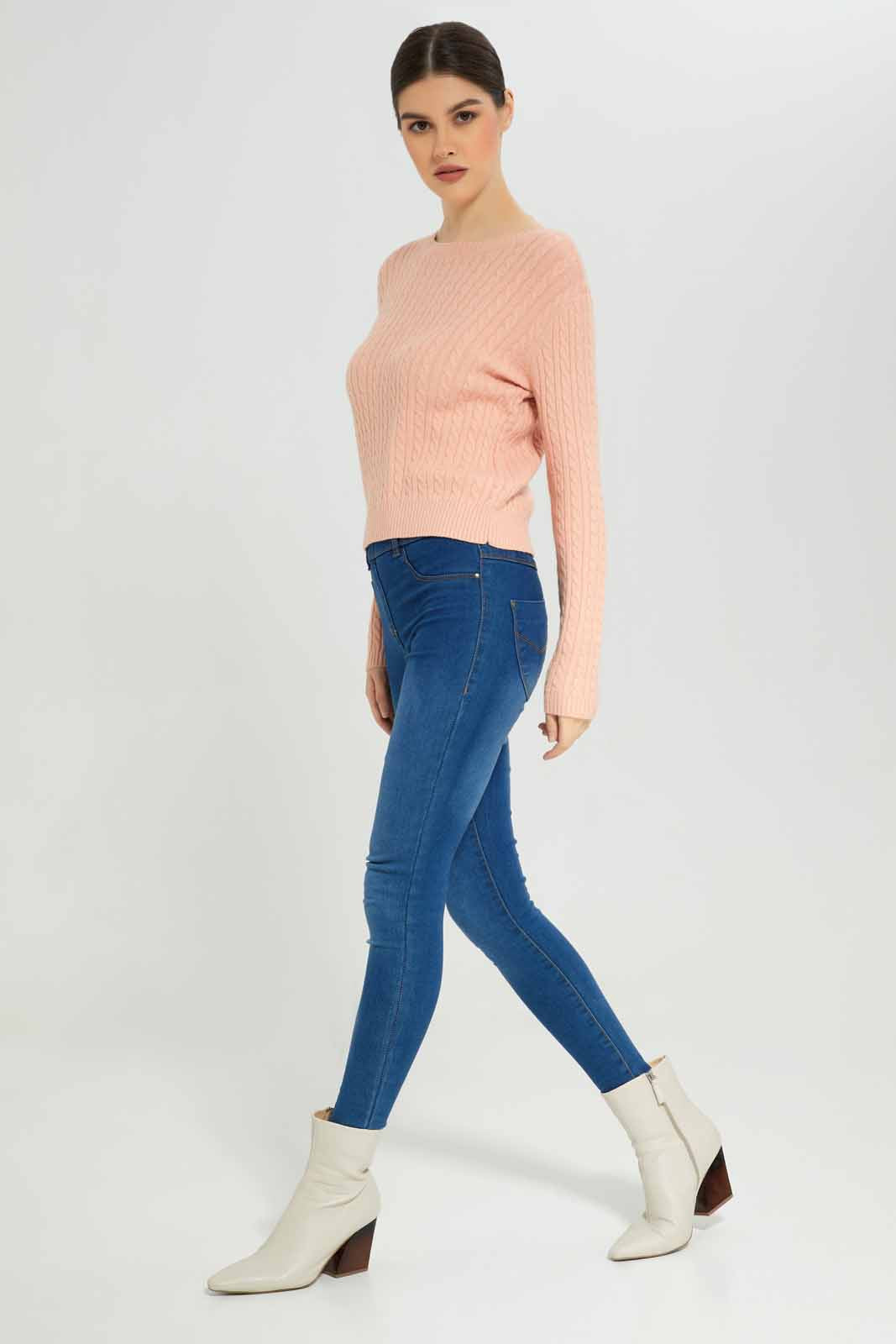 Redtag-Allover-Cable-Knit-Pullover-Category:Pullovers,-Colour:Apricot,-Deals:New-In,-Filter:Women's-Clothing,-New-In-Women-APL,-Non-Sale,-Section:Women,-TBL,-W22B,-Women-Pullovers-Women's-