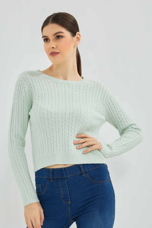 Redtag-Allover-Cable-Knit-Pullover-Category:Pullovers,-Colour:Mint,-Deals:New-In,-Filter:Women's-Clothing,-New-In-Women-APL,-Non-Sale,-Section:Women,-TBL,-W22B,-Women-Pullovers-Women's-